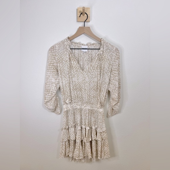 Skylar + Madison Dresses & Skirts - Super cute Skylar & Madison Beige & White Ruffled Mini Dress. Never worn!